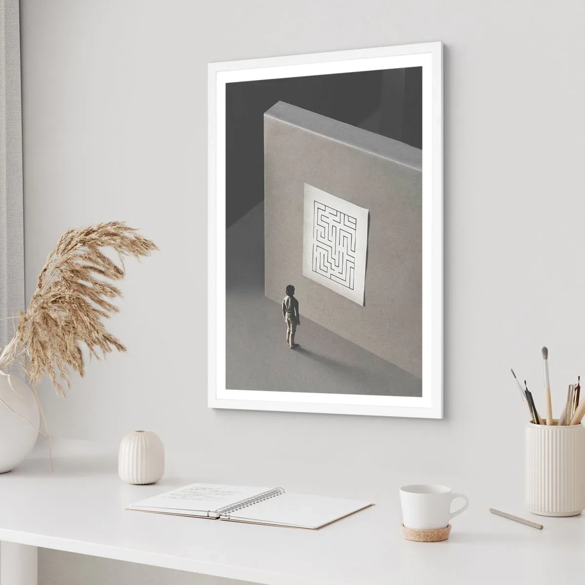 Plakát v bílém rámu - Kde to ale jsem? - 30x40 cm