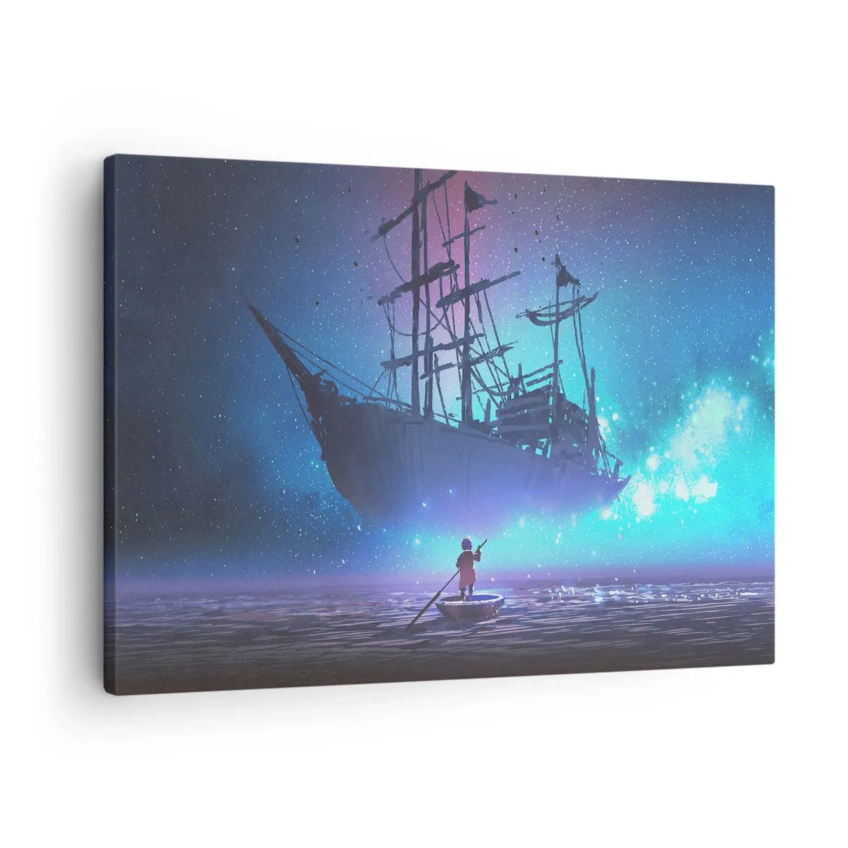 Obraz na plátně - Fantastická loď proti hvězdné obloze - 70x50cm - Setkání s mýtem moře - Moderní nástěnná dekorace do obývacího pokoje a ložnice ARTTOR