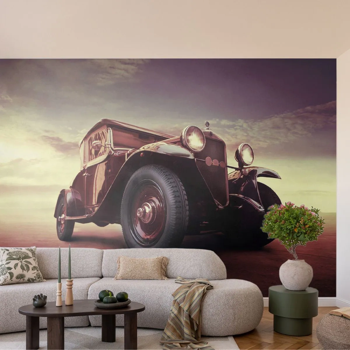 Fototapeta Samolepicí Deluxe Sticker - Vraťme se jako za starých časů… - Automobilový průmysl, Retro auto, Vinobraní - 250x175 cm