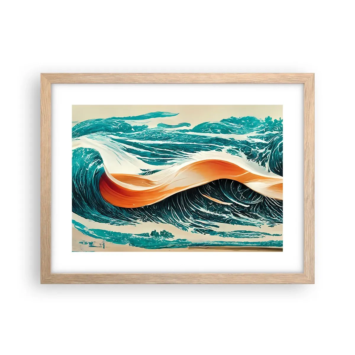 Plakát v rámu světlý dub - Surfařův sen - 40x30 cm