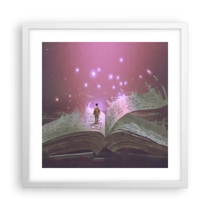 Plakát v bílém rámu - Pozvánka do jiného světa - přečti si to! - 40x40 cm