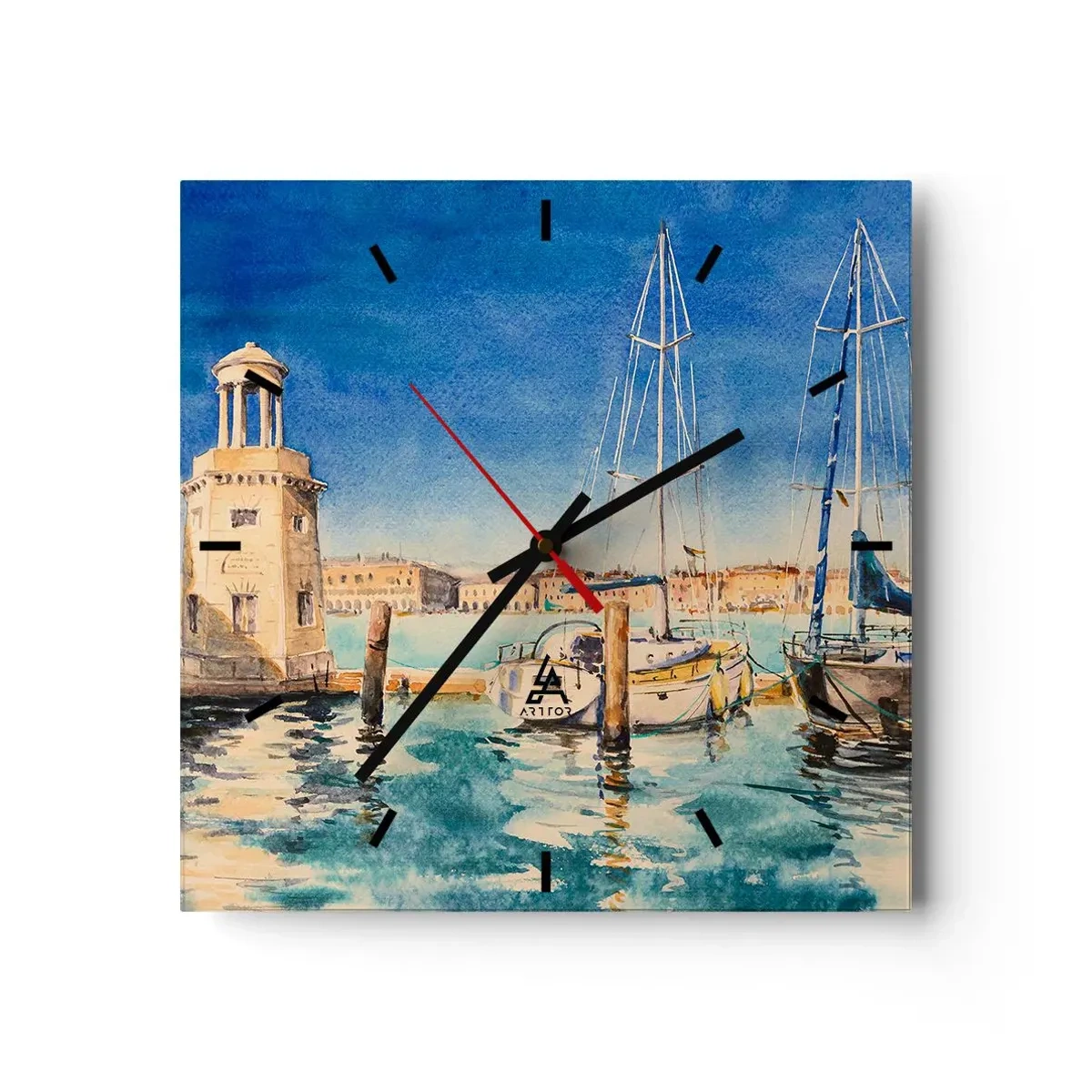 Nástěnné hodiny - Slunečná laguna - 40x40 cm