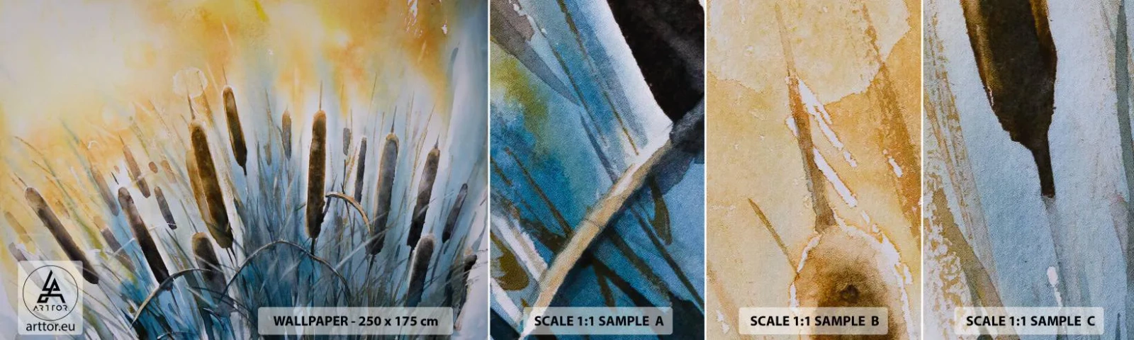 Fototapeta Vzorek Standard Eco - Chlad vody, žár slunce - Třtina, Krajina, Květiny - 100x30 cm