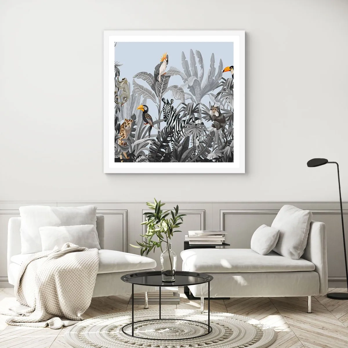 Plakát v bílém rámu - Africká pohádka - 50x50 cm