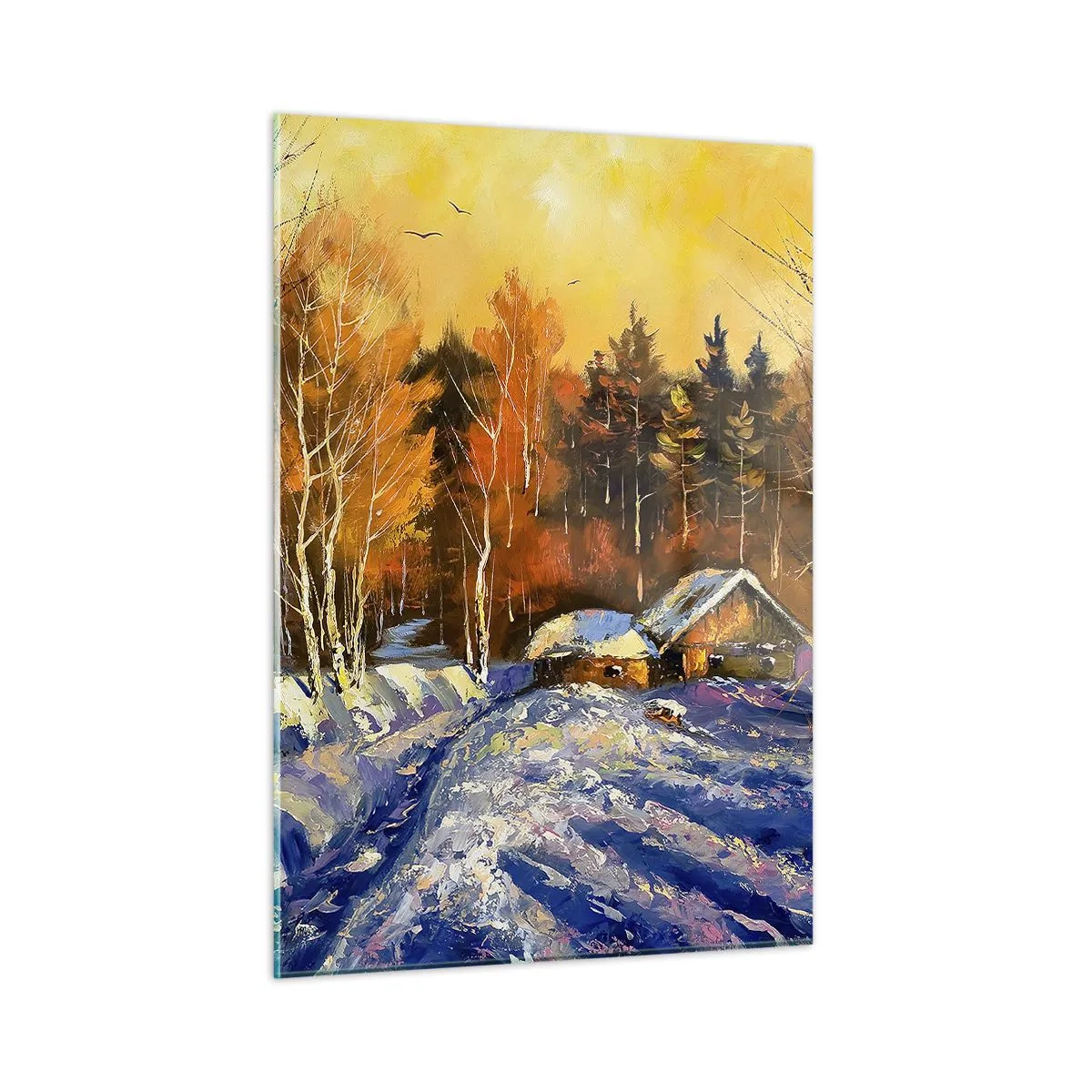 Obraz na skle - Zimní imprese v slunci - 50x70 cm