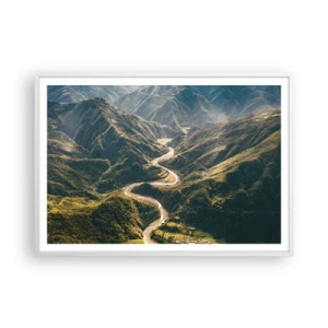 Plakát v bílém rámu - Přímo ze srdce hor - 100x70 cm