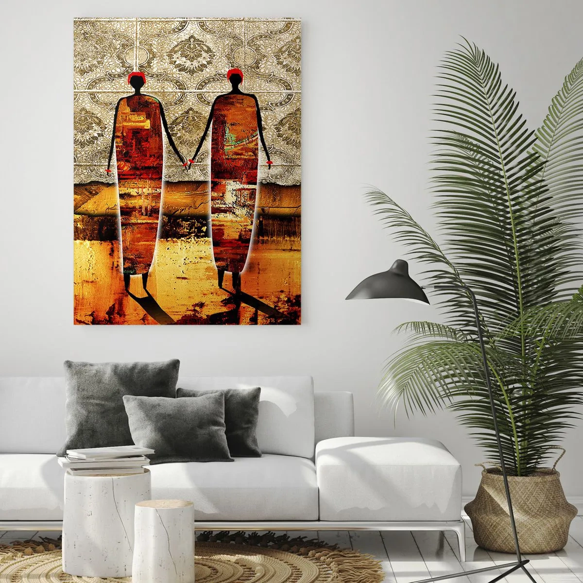 Obraz na skle - Etnická kompozice v barvách Afriky - 50x70 cm