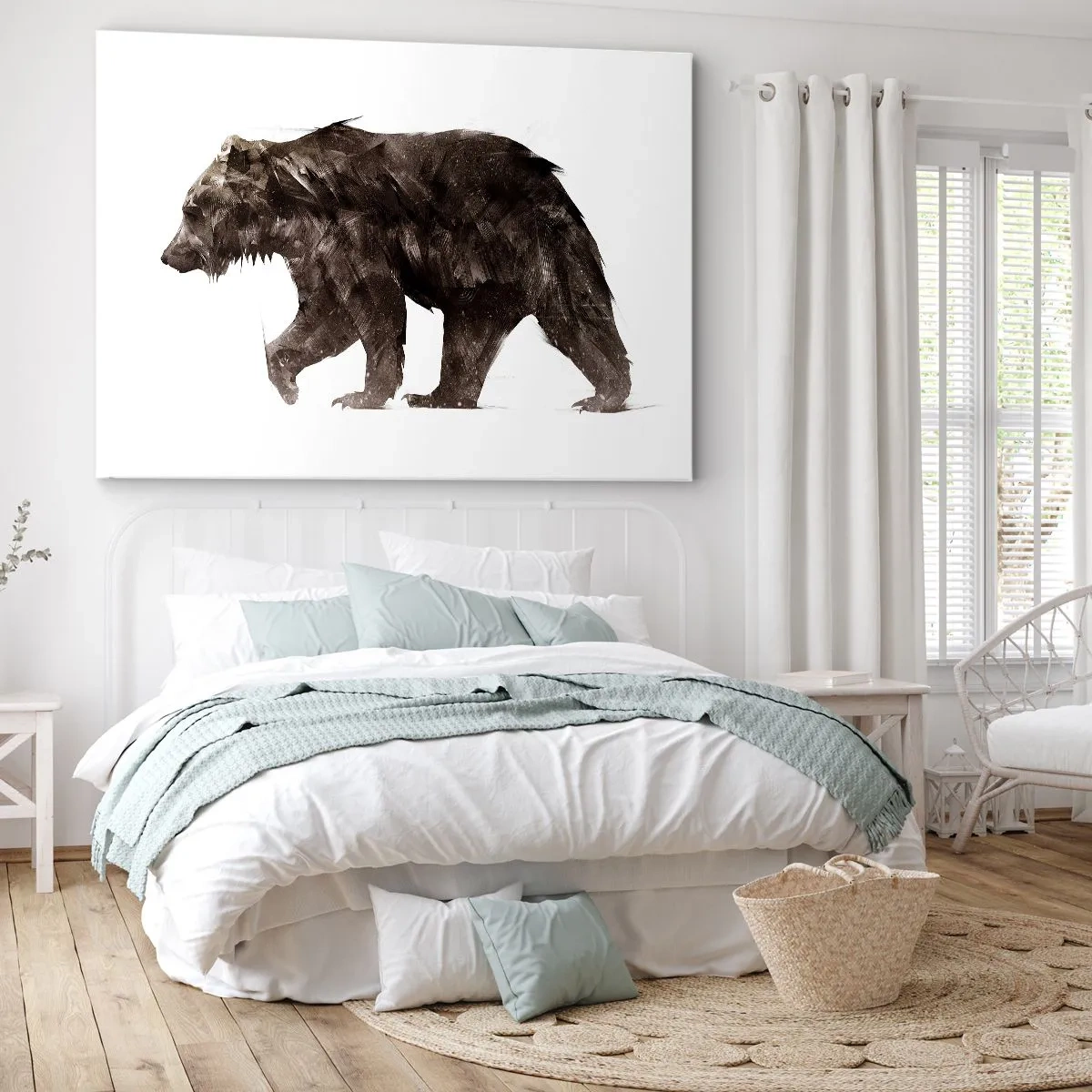 Obraz na plátně - Umělecká silueta medvěda - 70x50cm - Vždy nosím opravdový kožich! - Moderní nástěnná dekorace do obývacího pokoje a ložnice ARTTOR