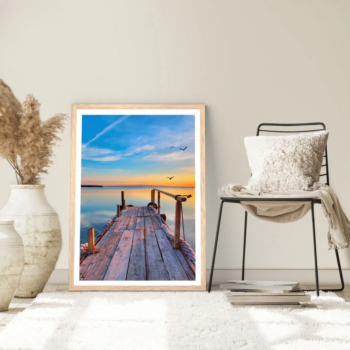 Plakát v rámu světlý dub - Jít před sebe směrem ke slunci - 70x100 cm