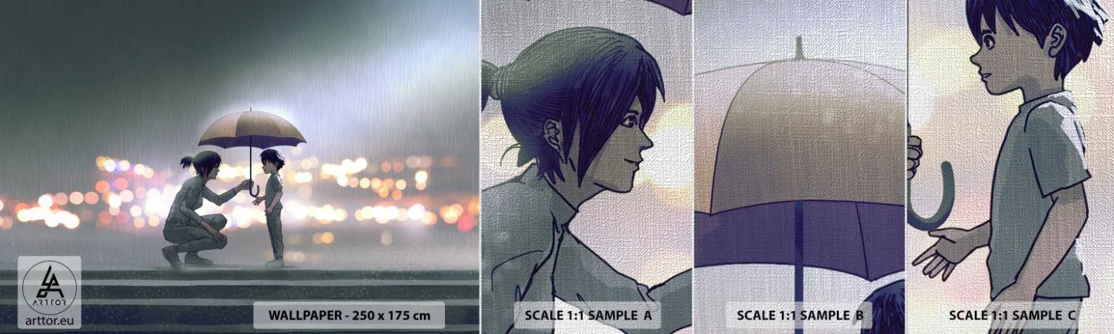 Vzor Fototapety Premium Canvas - A vše je v pořádku - Pro děti, Rodina, Deštník - 100x30 cm