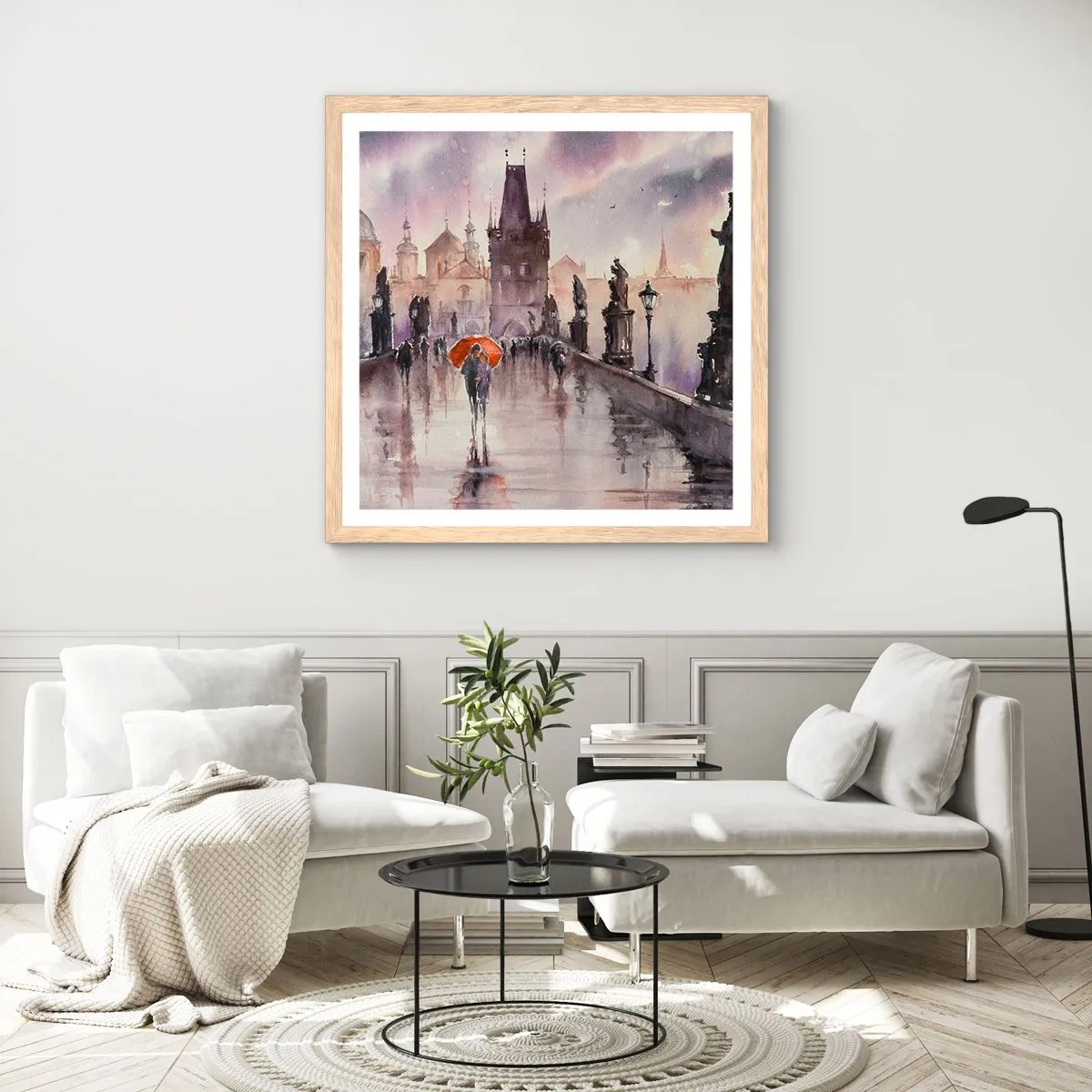 Plakát v rámu světlý dub - Lidé se nemění - 50x50 cm