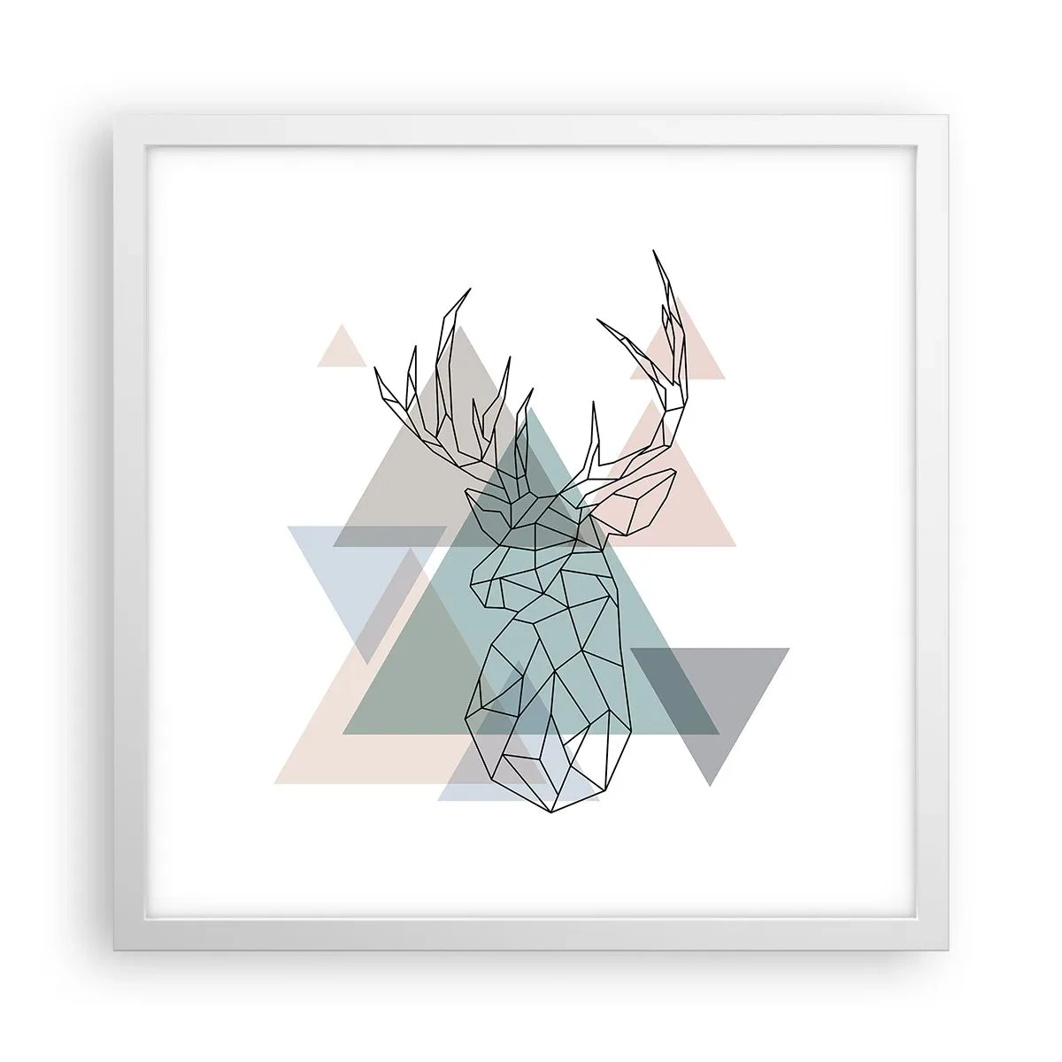 Plakát v bílém rámu - V geometrickém lese - 40x40 cm