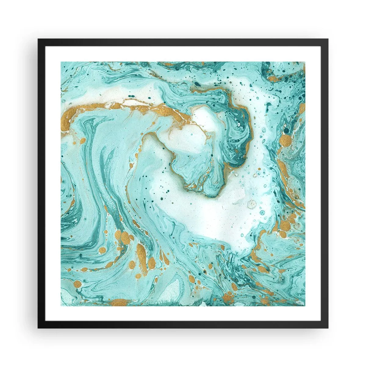 Plakát v černém rámu - Pod velkou vlnou z epochy Edo - 60x60 cm