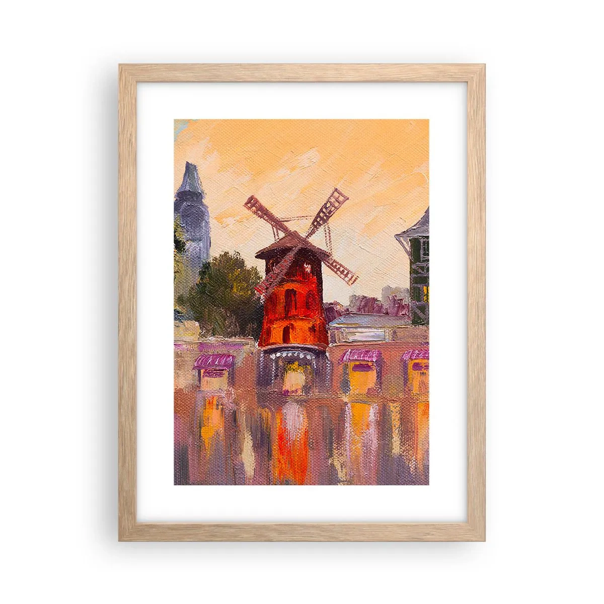 Plakát v rámu světlý dub - Pařížské ikony – Moulin Rouge - 30x40 cm