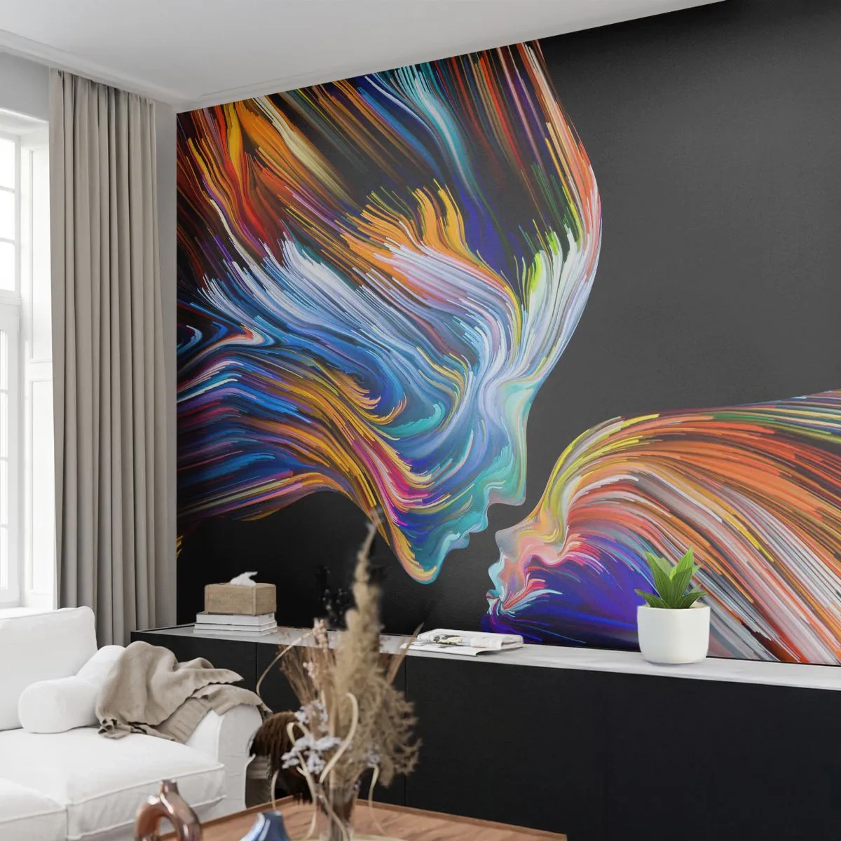 Fototapeta Samolepicí Deluxe Sticker - Fúze energie a světla - Abstrakce, ženská tvář, Kus - 250x175 cm