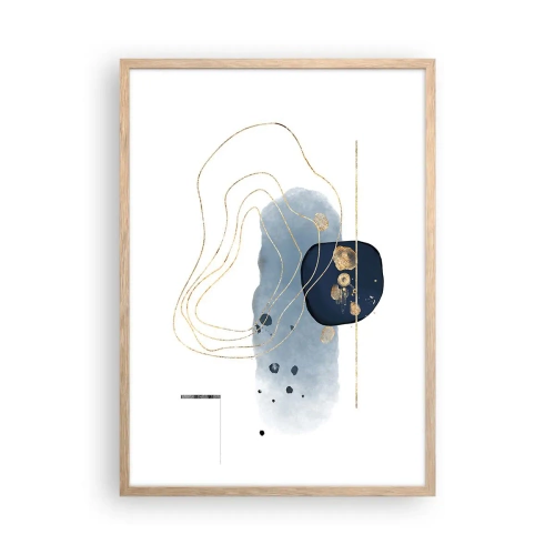 Plakát v rámu světlý dub - Modro-zlatá fantazie - 50x70 cm