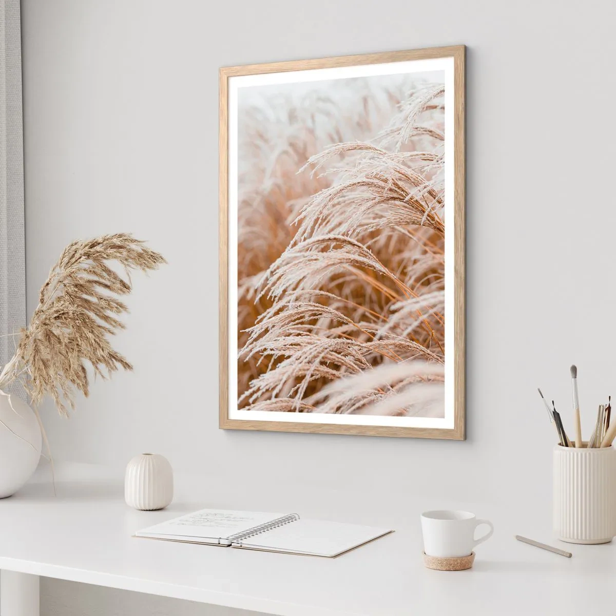 Plakát v rámu světlý dub - Klanění podzimnímu slunci - 61x91 cm