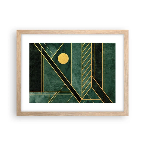 Plakát v rámu světlý dub - Dynamika zlata a lazuritu - 40x30 cm