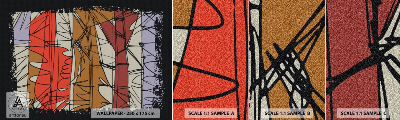 Vzor Fototapety Samolepicí Deluxe Sticker - Spontánní kompozice - Abstrakce, Kus, Klikyháky - 100x30 cm