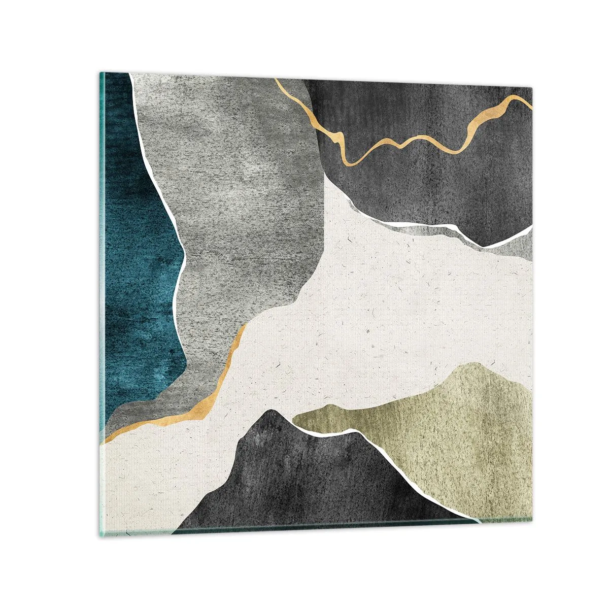 Obraz na skle - Mozaiková kompozice se zlatou nití - 50x50 cm