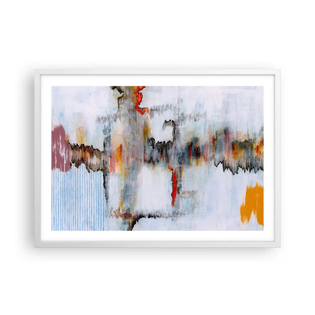 Plakát v bílém rámu - Klackem po vodě - 70x50 cm