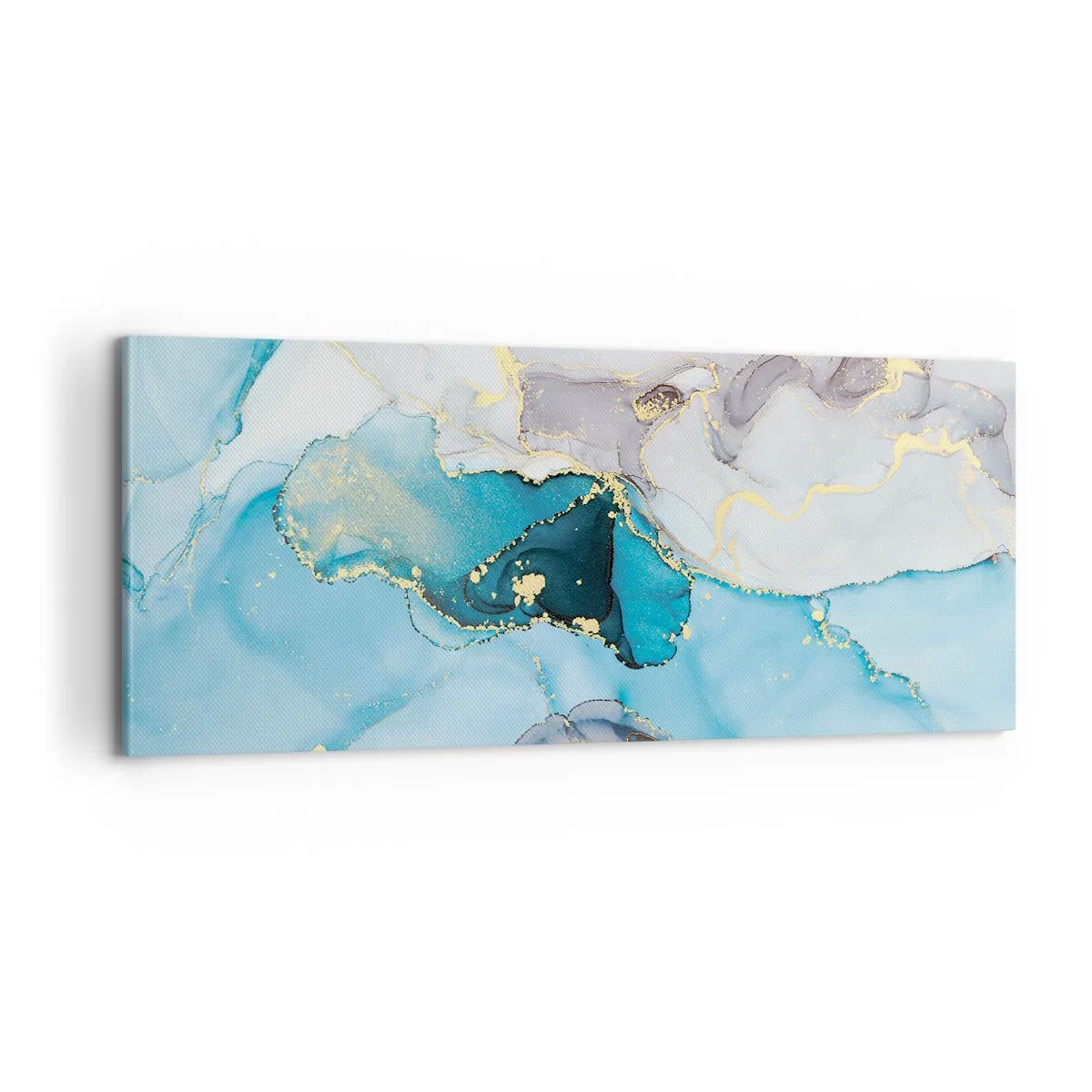 Obraz na plátně - Studie o setkání šedé a tyrkysové - 100x40 cm