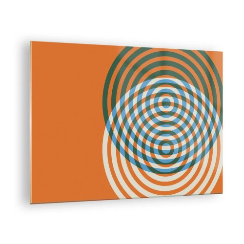 Obraz na skle - Abstraktní geometrická grafika se soustřednými kruhy - 70x50cm - Abstraktní kruhová variace - Moderní nástěnná dekorace do obývacího pokoje a ložnice ARTTOR