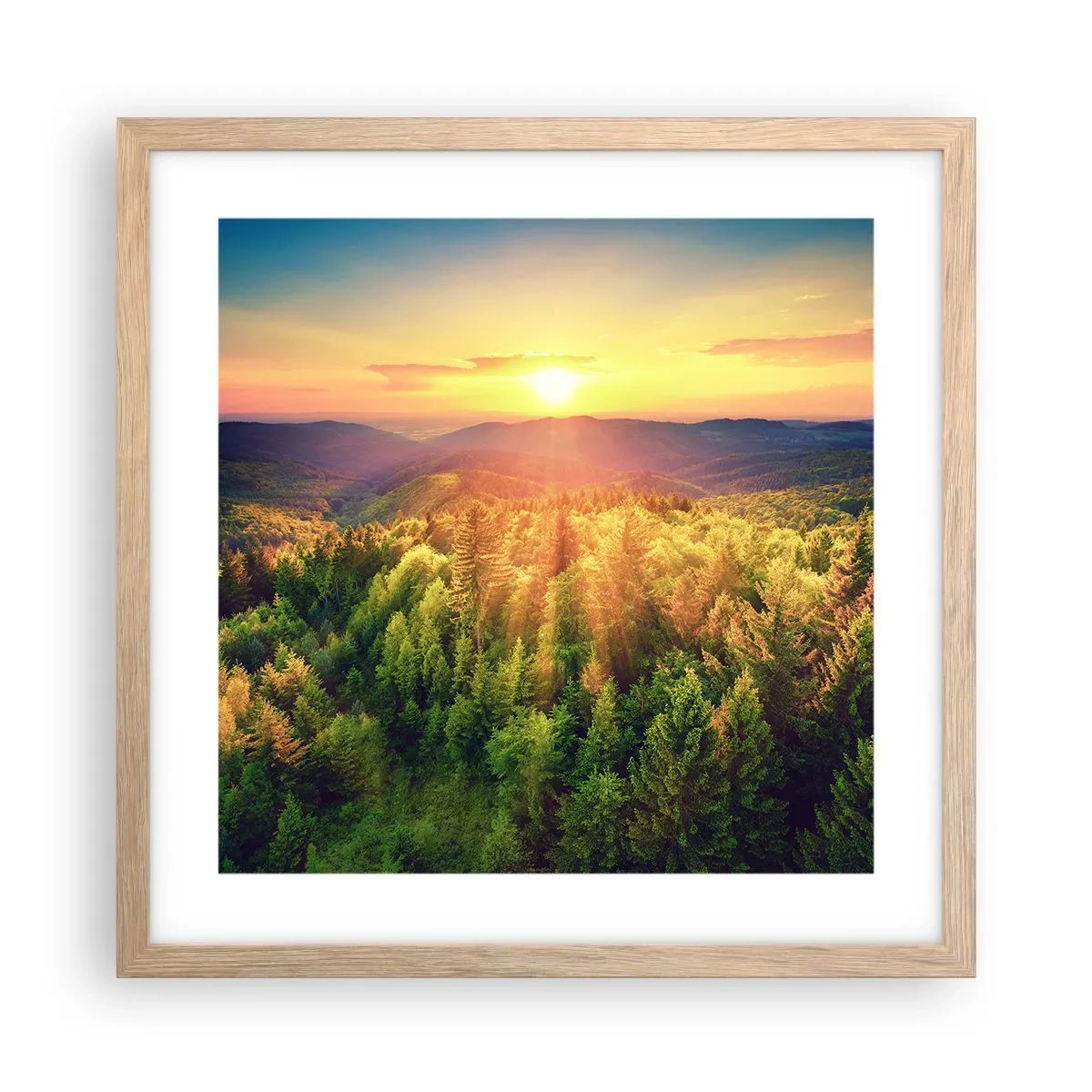 Plakát v rámu světlý dub - Vrcholky a vrcholy - 40x40 cm