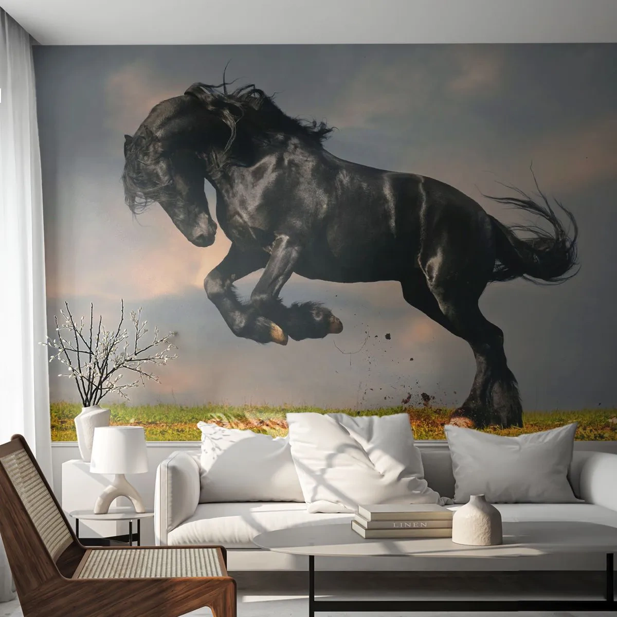 Fototapeta Samolepicí Deluxe Sticker - Krásný a svobodný - Zvířata, Kůň, Krajina - 250x175 cm