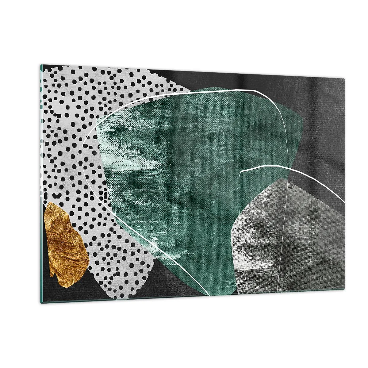 Obraz na skle - Barevná abstrakce se zlatou vločkou - 120x80 cm