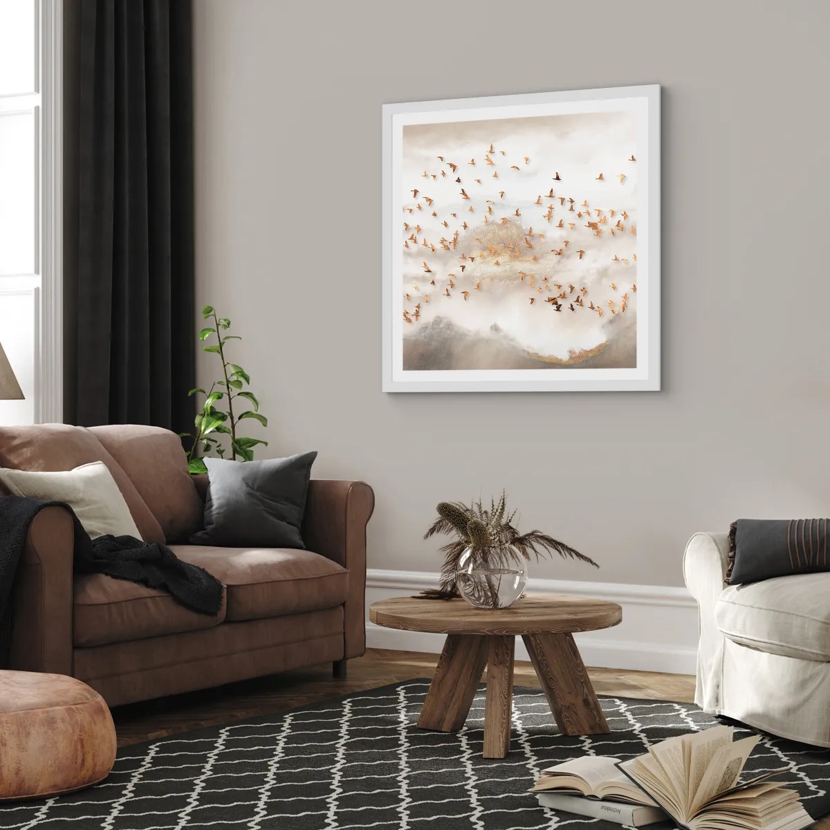 Plakát v bílém rámu - Je čas… - 50x50 cm