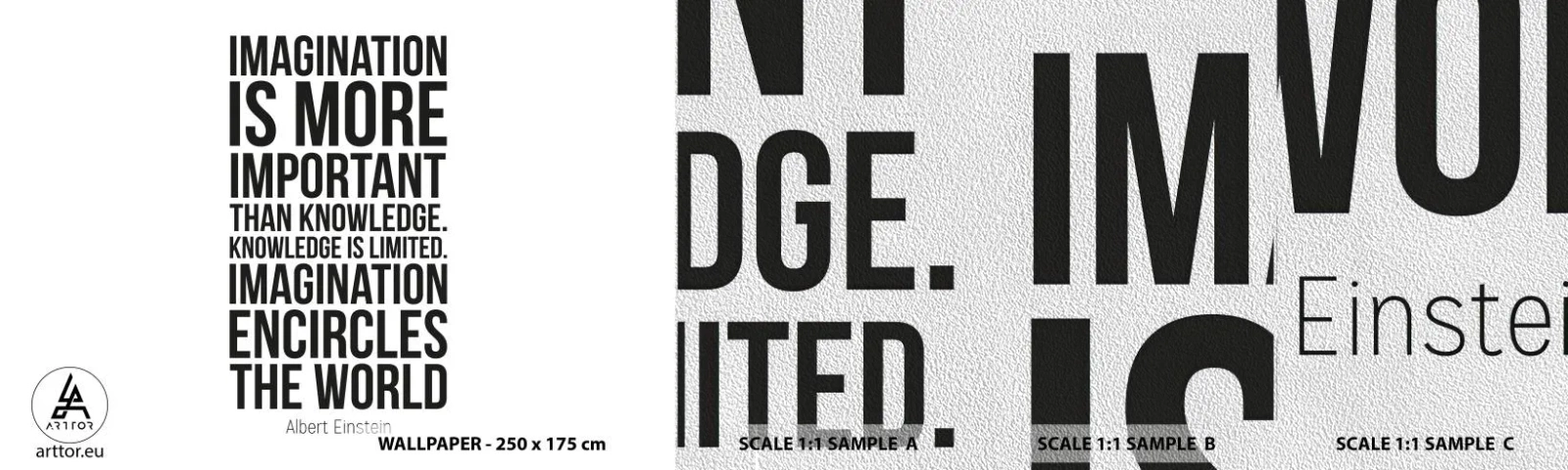 Vzor Fototapety Premium Sand - Einstein o síle představivosti - Typografie, Afirmace, Maxim - 100x30 cm