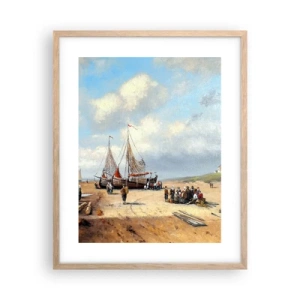 Plakát v rámu světlý dub - Po úspěšném rybolovu - 40x50 cm