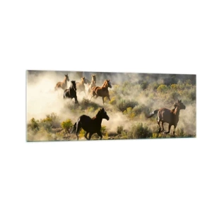 Obraz na skle - Rivalita - svoboda nebo mužská síla? - 140x50 cm