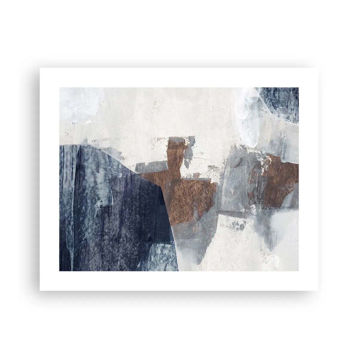 Plakát - Modro-hnědé tvary - 50x40 cm