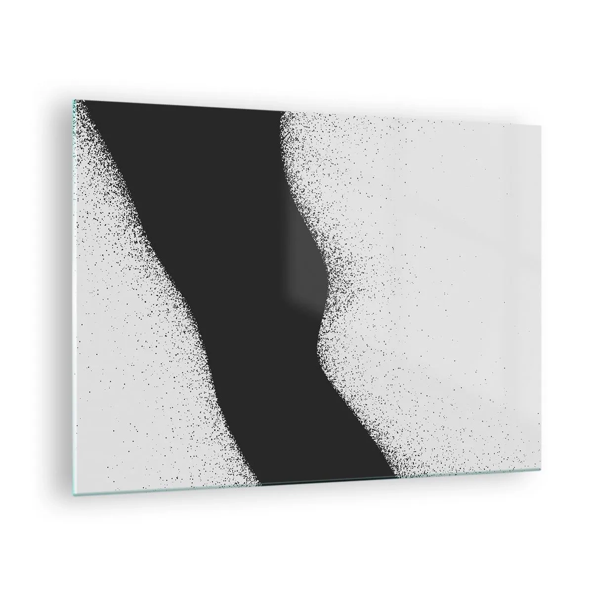 Obraz na skle - Minimalistická černobílá abstrakce s bodovým gradientem - 70x50cm - Plynulá rovnováha - Moderní nástěnná dekorace do obývacího pokoje a ložnice ARTTOR