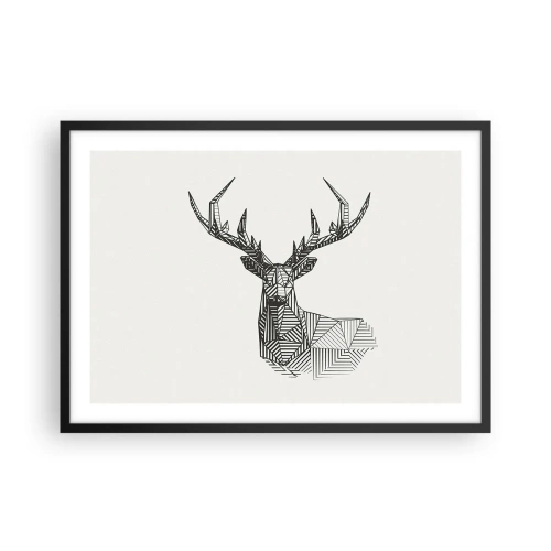Plakát v černém rámu - Jelen v kubistickém stylu - 70x50 cm