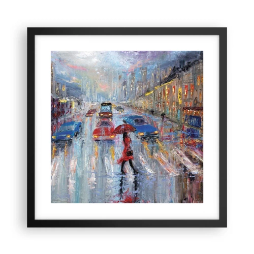 Plakát v černém rámu - Deštivé odpoledne ve městě - 40x40 cm