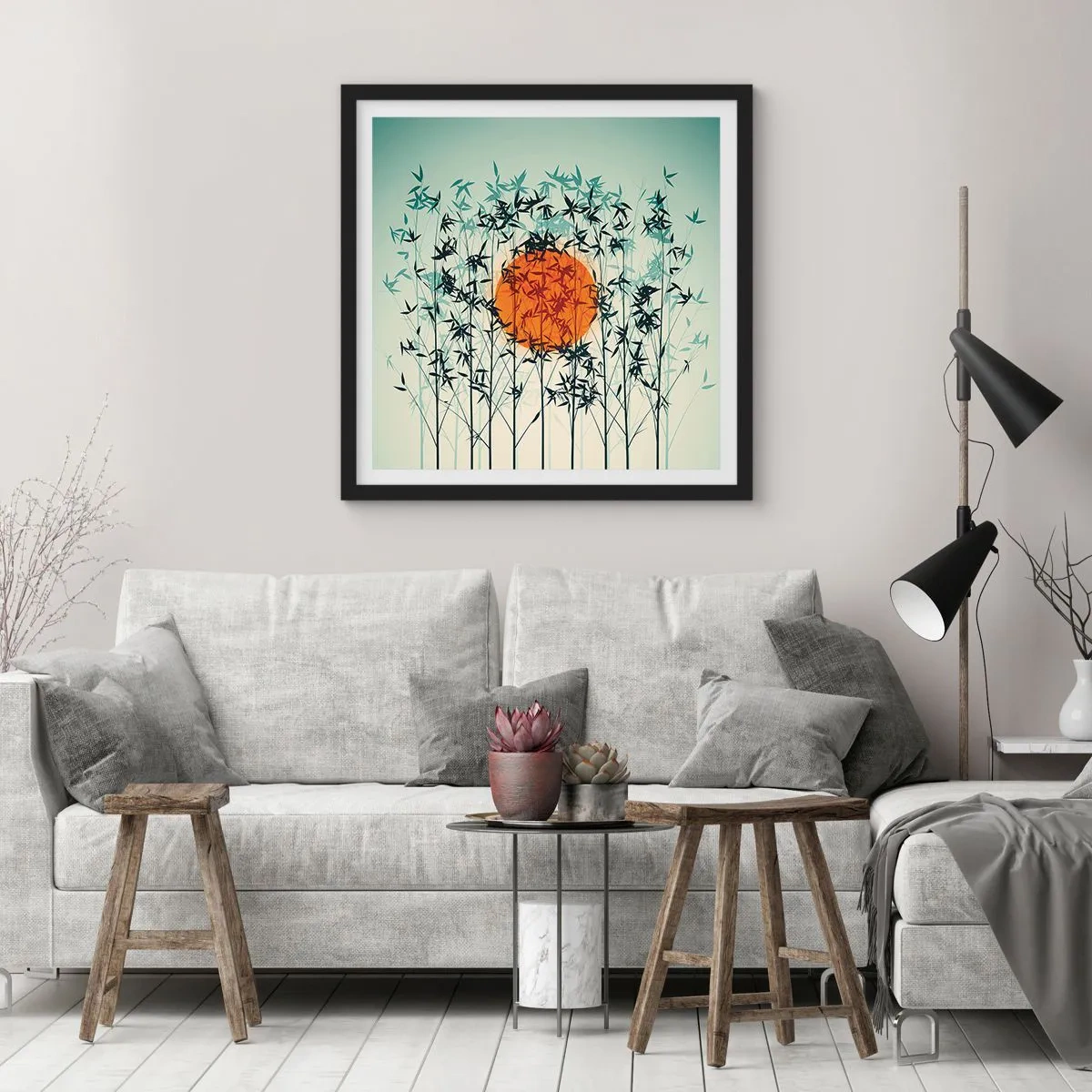 Plakát v černém rámu - Japonské slunce - 50x50 cm