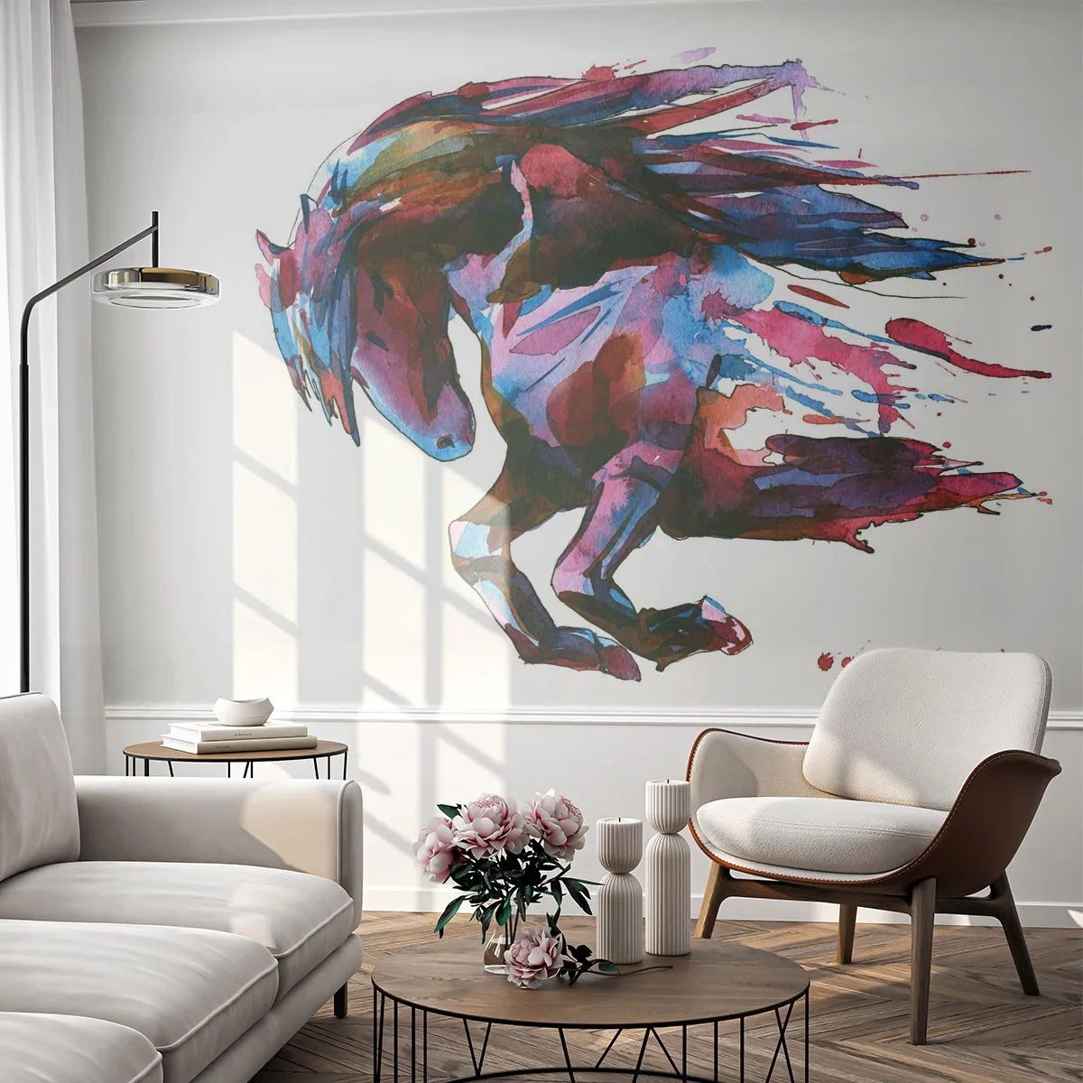 Fototapeta Samolepicí Deluxe Sticker - U vytržení - Zvířata, Abstrakce, Kůň - 250x175 cm