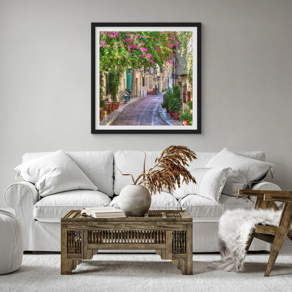 Plakát v černém rámu - Kvetoucí zákoutí - 50x50 cm