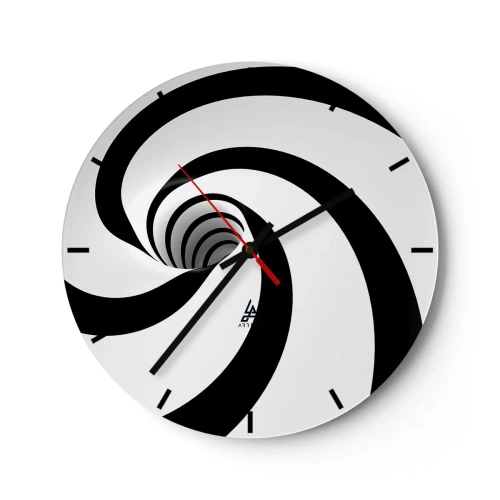 Nástěnné hodiny - Dynamická černobílá spirála - 30x30cm - Podlehnout viru? - Moderní nástěnná dekorace do obývacího pokoje, kuchyně a ložnice ARTTOR