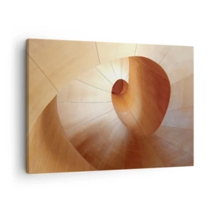 Obraz na plátně - Abstraktní spirála v odstínech dřeva a světle hnědé - 70x50cm - Architektonická serpentina - Moderní nástěnná dekorace do obývacího pokoje a ložnice ARTTOR
