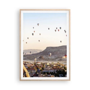 Plakát v rámu světlý dub - Jako lodě na obloze - 70x100 cm