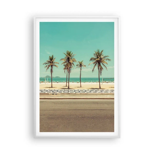 Plakát v bílém rámu - Hlídání pláže - 70x100 cm