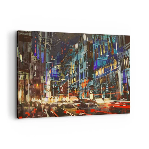 Obraz na plátně - Večerní pouliční ruch - 120x80 cm