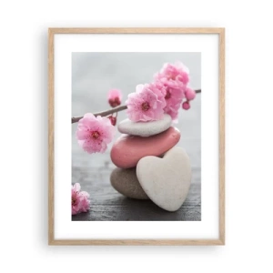 Plakát v rámu světlý dub - Blaženost s višňovým květem - 40x50 cm