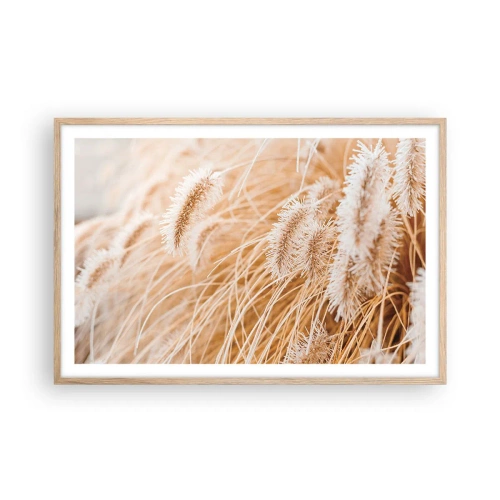 Plakát v rámu světlý dub - Zlaté šustění travin - 91x61 cm