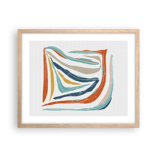 Plakát v rámu světlý dub - Přátelsky usměvavá abstrakce - 50x40 cm