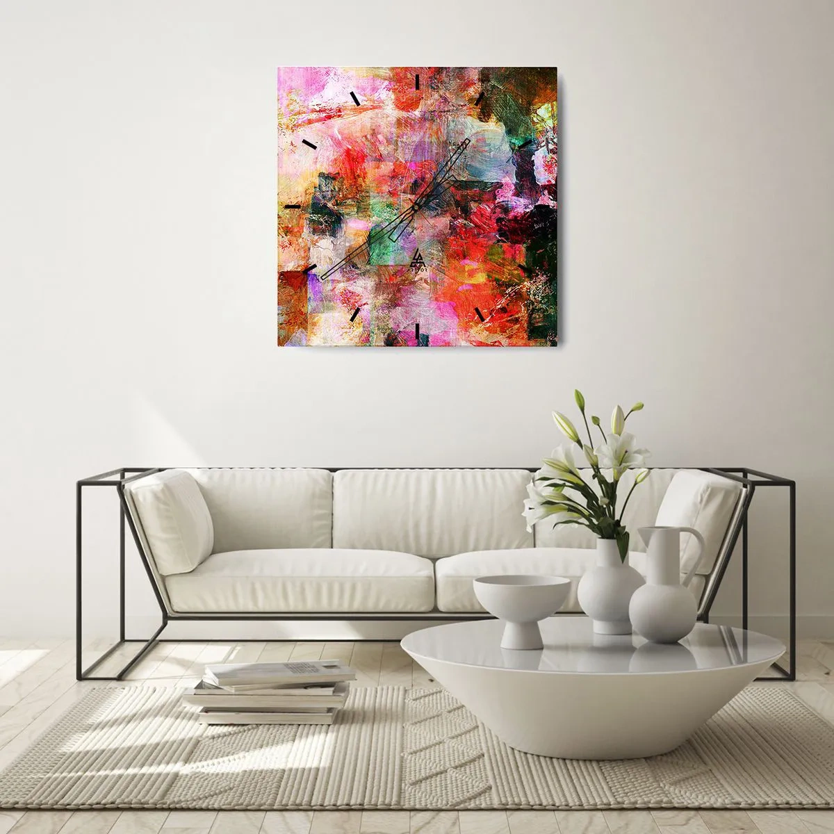 Nástěnné hodiny - Cesta růžovou - 40x40 cm